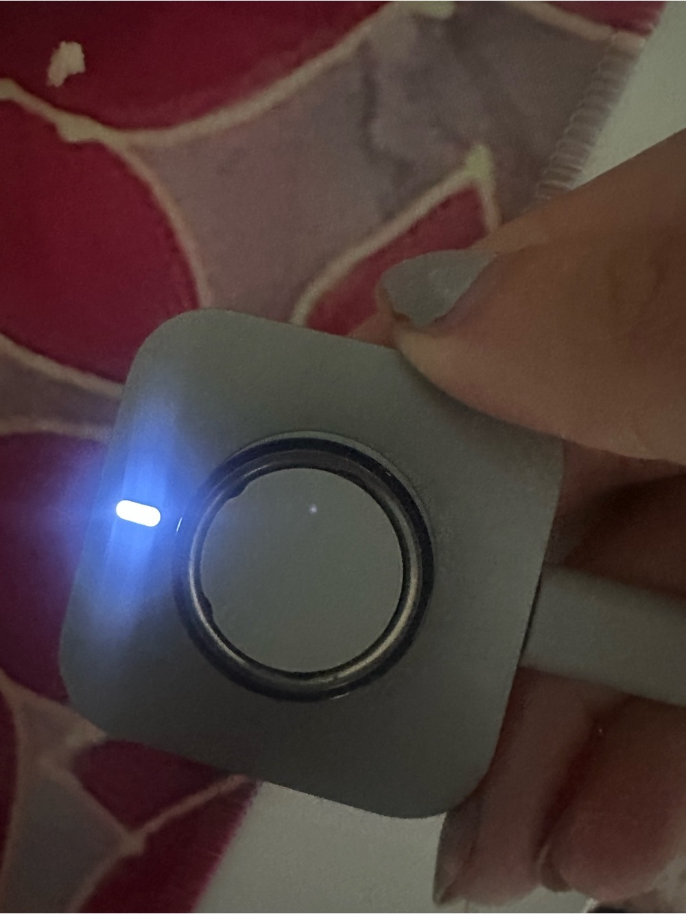 Oura Silver Charging Dock with Blue Indicator Light